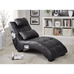 Go to store & view more images Latitude Run Maresova Leather Chaise Lounge
