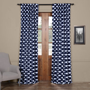 Teagan Nautical Blackout Thermal Rod pocket Single Curtain Panel