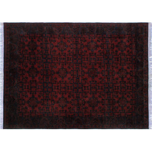 One-of-a-Kind Alban Hand-Knotted Rectangle Red Premium Wool Oriental Area Rug