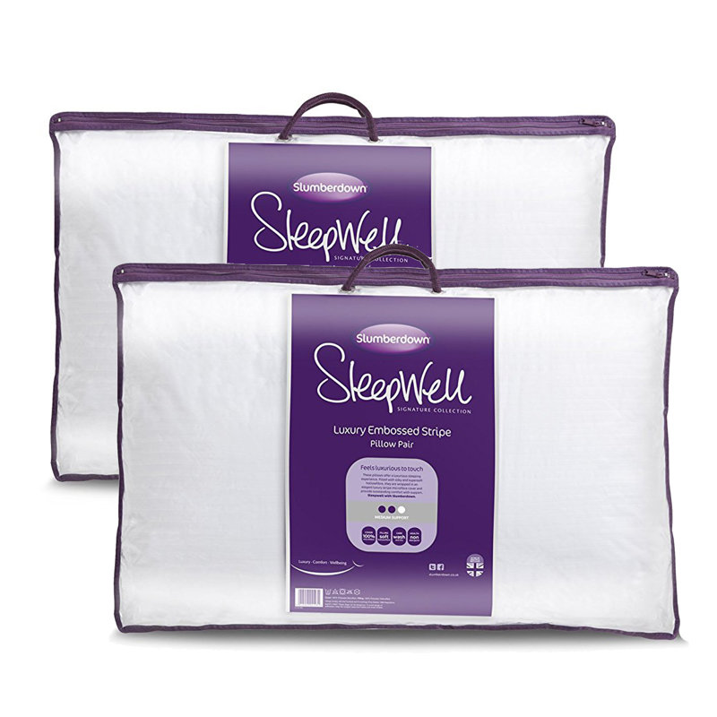 Slumberdown Sleepwell Luxury Stripe Medium Support Pillow