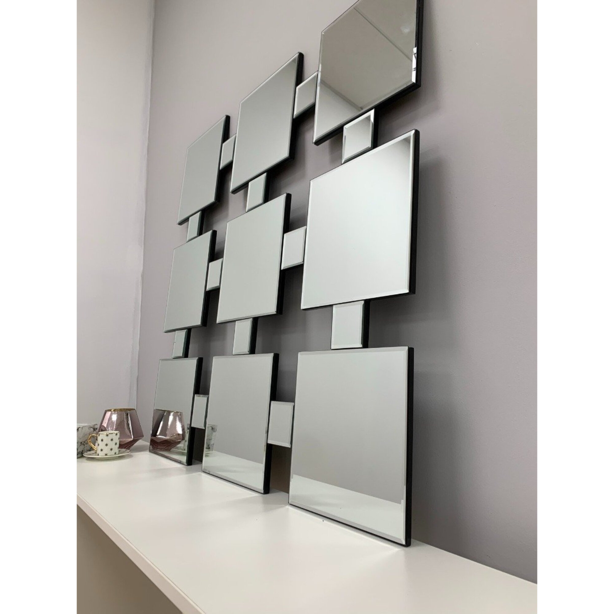 Ivy Bronx Art O'Connell Style 9 Panel Square Mirror With Bevelled Edge ...