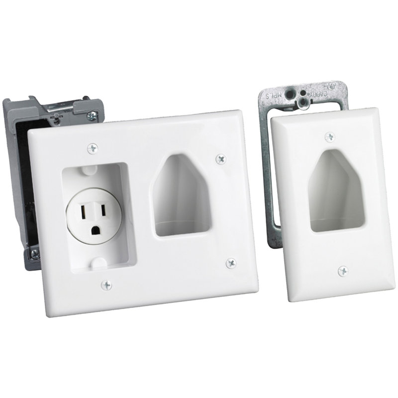 Electronics Flat Panel Tv Cable Organizer Remodeling Kit With Power Outlet