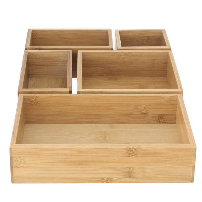 Rebrilliant Bamboo 5 Piece Drawer Organizer Set Reviews Wayfair