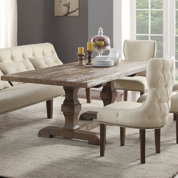 Gracie Oaks Loiselle Solid Wood Trestle Dining Table 