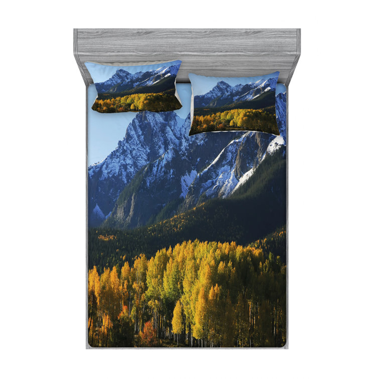 East Urban Home Snow Village Mountain Retreat In Colorado Park Pine Region Peak Photography Sheet Set Wayfair