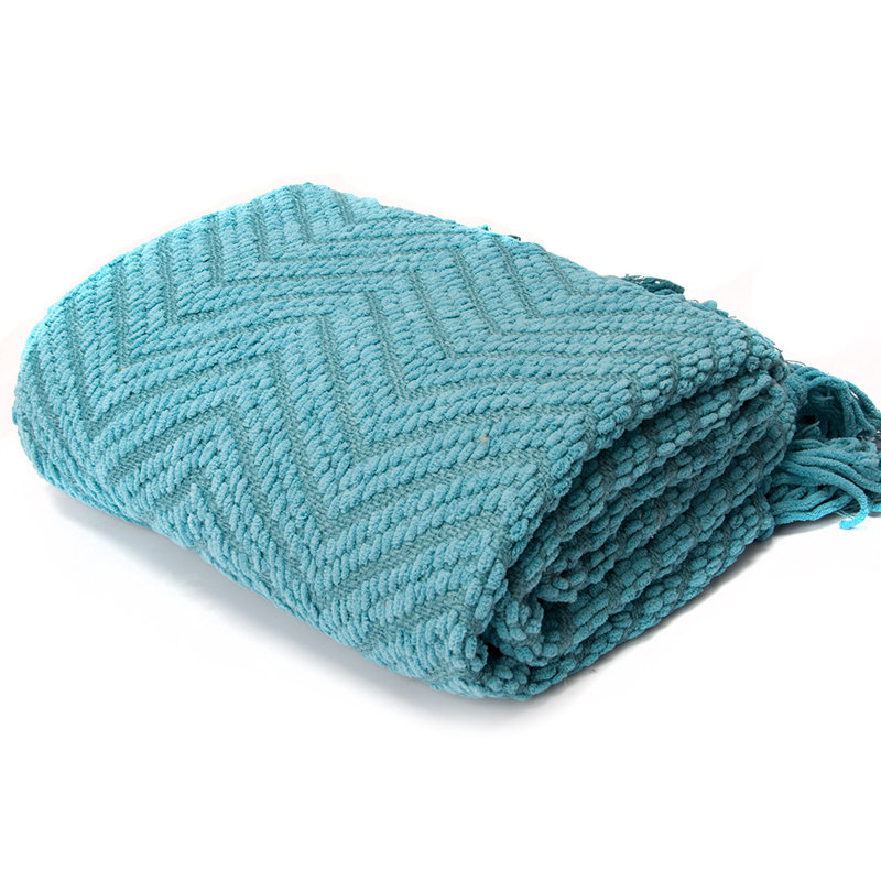 Diana Knit Zig-Zag Textured Turquoise Throw