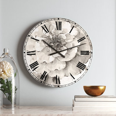 Indigold Gray Peonies I - Traditional wall clock