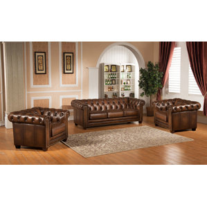 Amax Hickory 3 Piece Leather Living Room Set Amax Hickory 3 Piece Leather Living Room Set