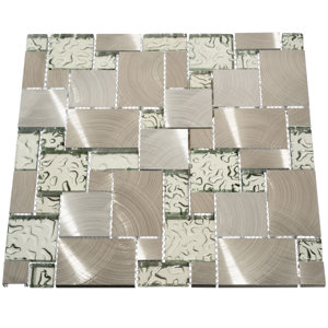 Venetian Random Sized Glass and Metal Mosaic Tile in Silver