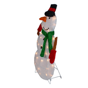 Holiday Time Lighted Shimmering Snowman Retro Look 16/" Hanging Decoration