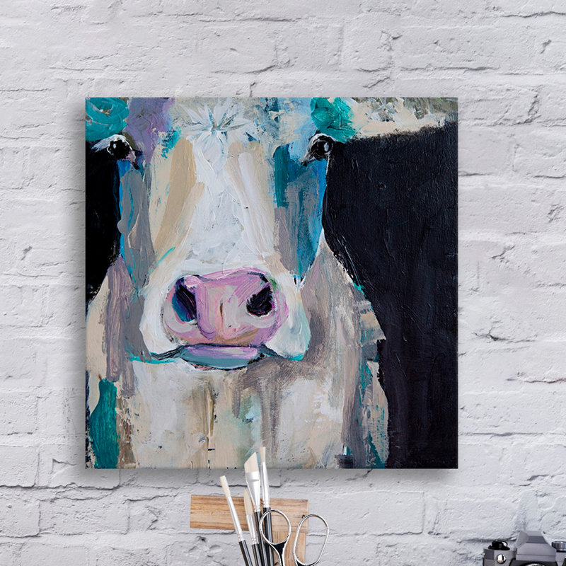 Greenbox Art Cow Close Up By Cathy Walters Painting Print On