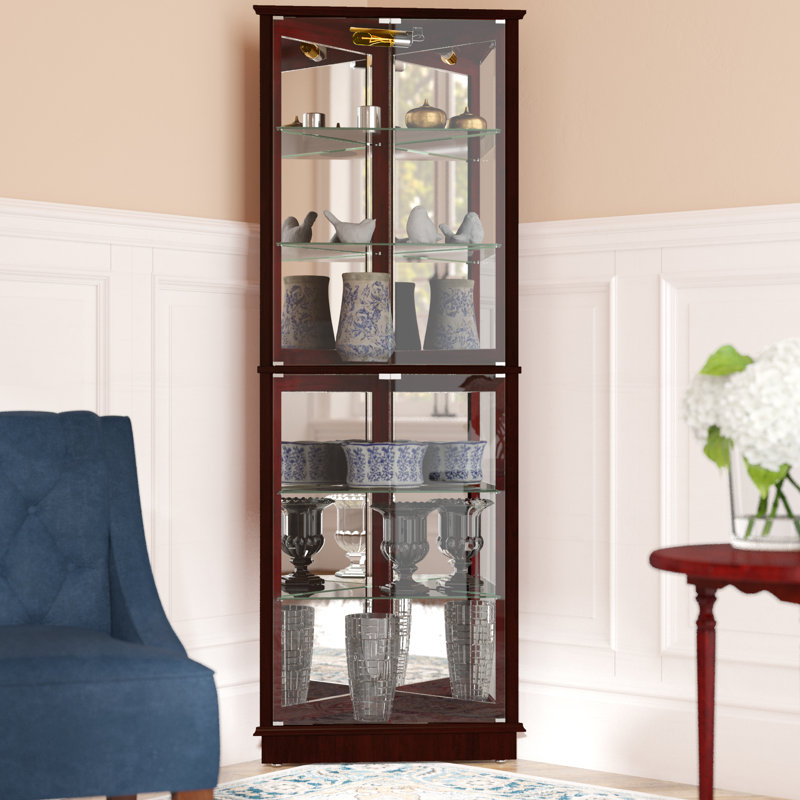 Three Posts Randalstown Corner Curio Cabinet With Lighting