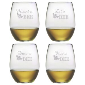 Free to Bee Stemless Wine Glass (Set of 4)
