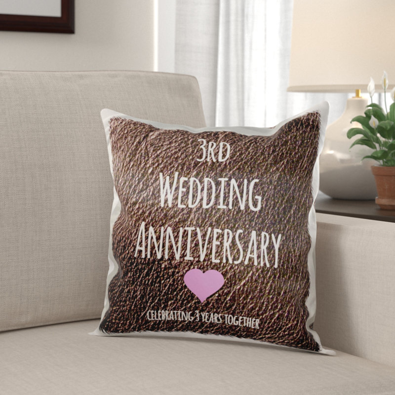 Winston Porter Jorgen 3rd Wedding Anniversary Gift Pillow Cover