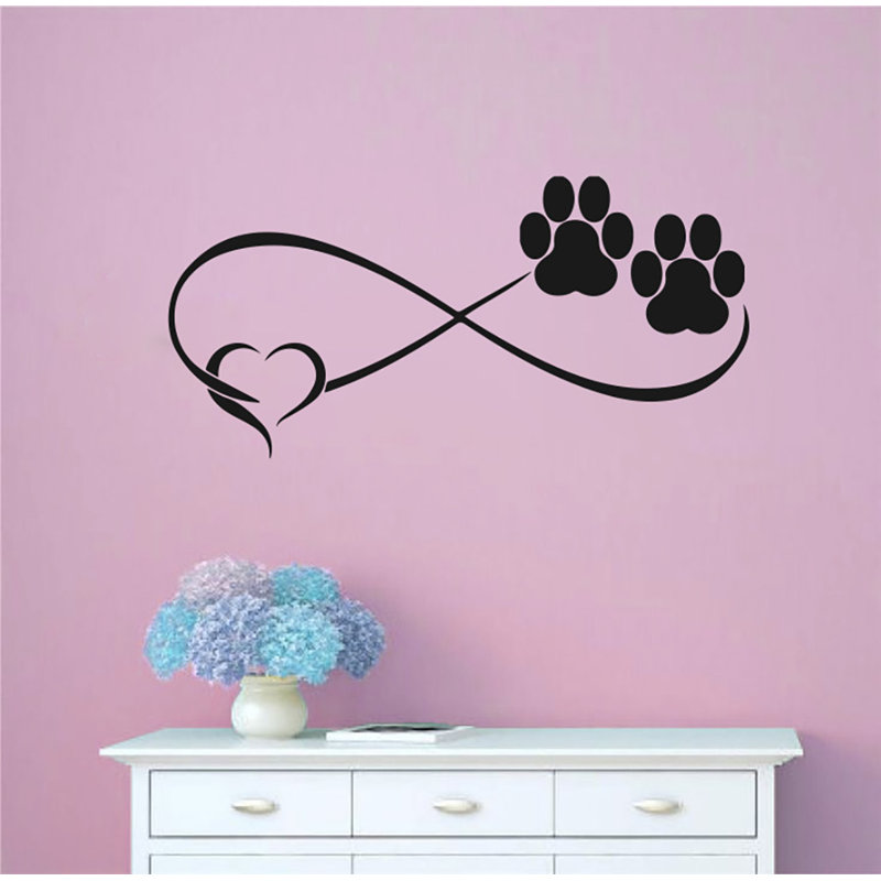 Ebern Designs Infinity Sign Symbol Heart Dog Paw Prints Vinyl Wall Decal Wayfair