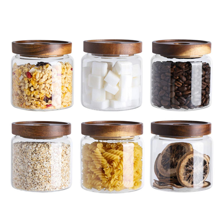 Glass Storage Jars Set Of 6, Airtight Food Storage Containers With Bamboo  Lids, Clear Glass Canisters For Pantry, Kitchen, Flour, Sugar, Tea, Coffee,  ...