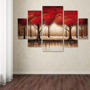 Parade of Red Trees Framed 5 Piece Set on review