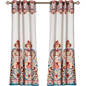 Pierre Nature/Floral Blackout Grommet Curtain Panels (Set of 2)