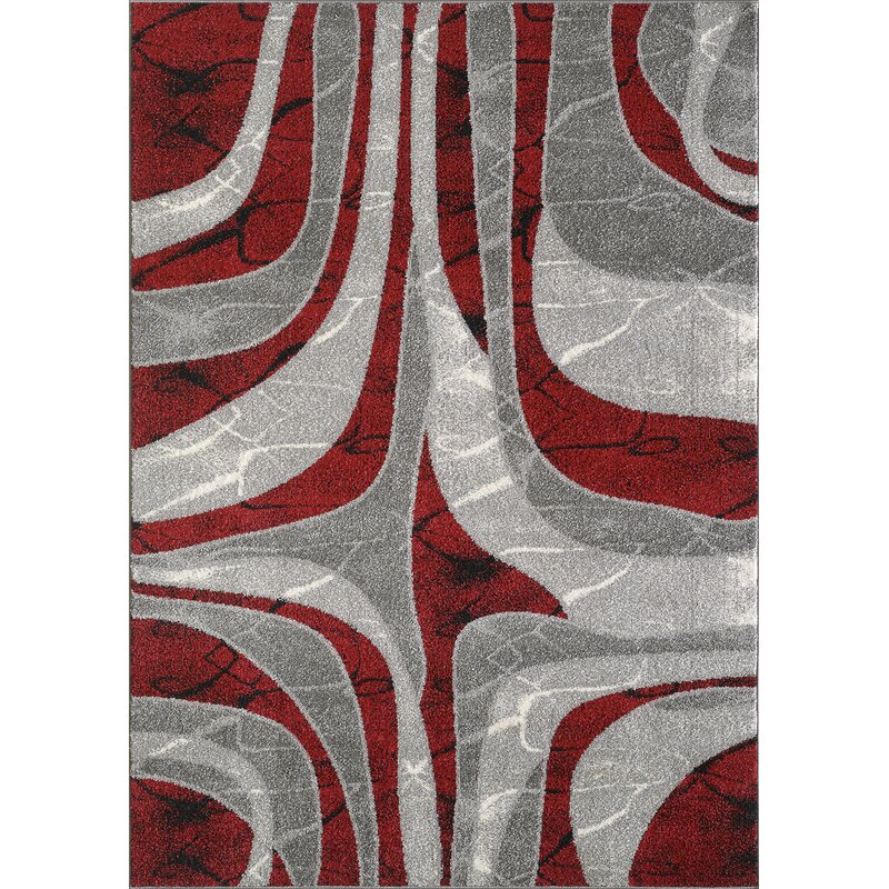 Orren Ellis Evgeniy Abstract Red/Gray Area Rug | Wayfair