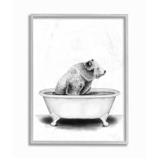 Stupell Industries Bear In A Tub Funny Animal Bathroom By Rachel Neiman Drawing Print Reviews