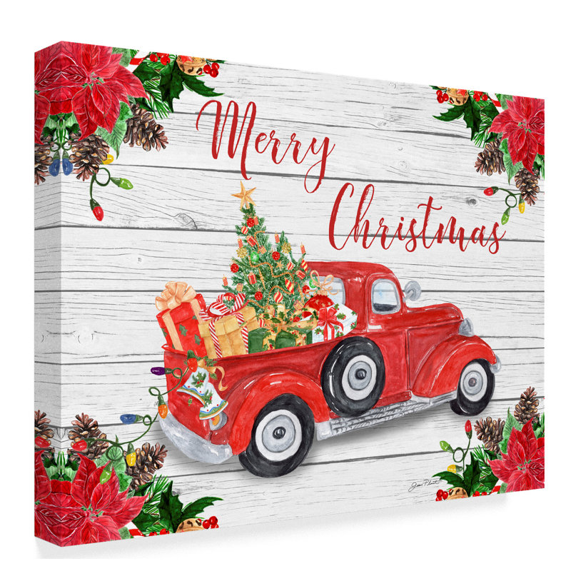 Trademark Art Vintage Red Truck Christmas Graphic Art Print On