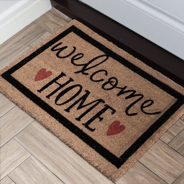 Welcome Home Red Coir Doormat Large Front Door Indoor