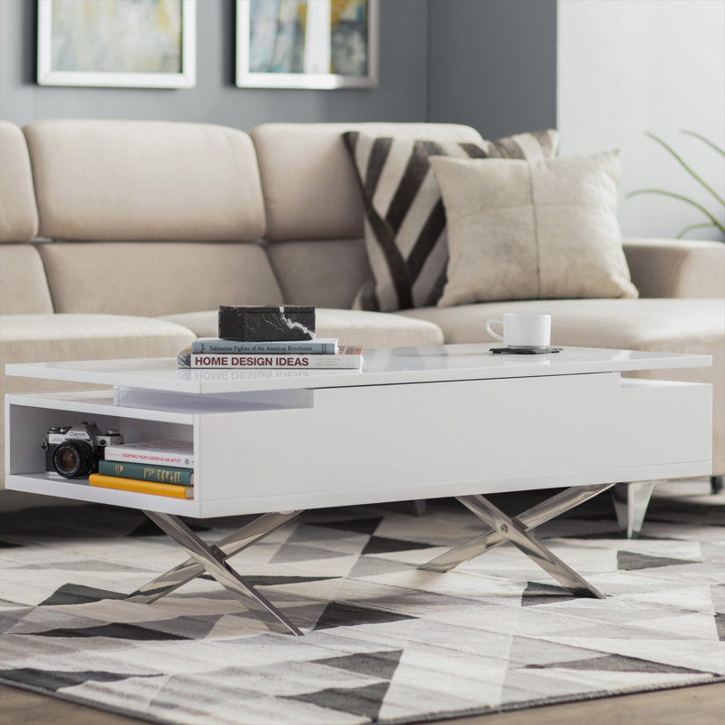 Wade Logan Seraphina Lift Top Extendable Cross Legs Coffee Table With Storage Reviews Wayfair