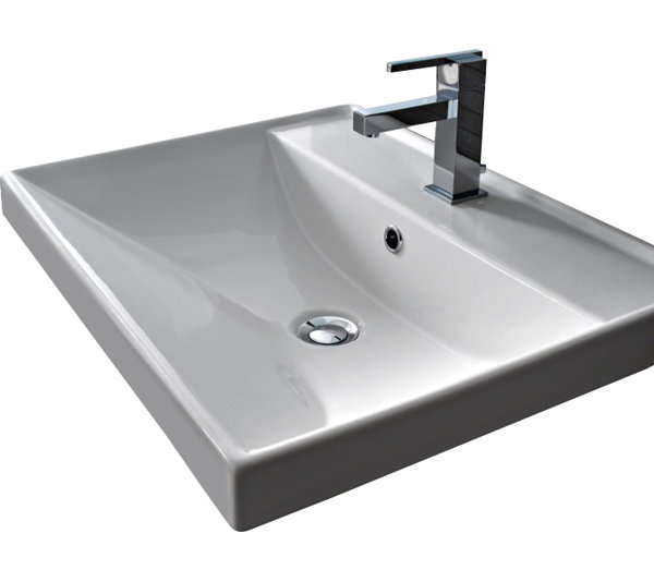 ML Glossy White Vitreous China Rectangular Drop-in ...