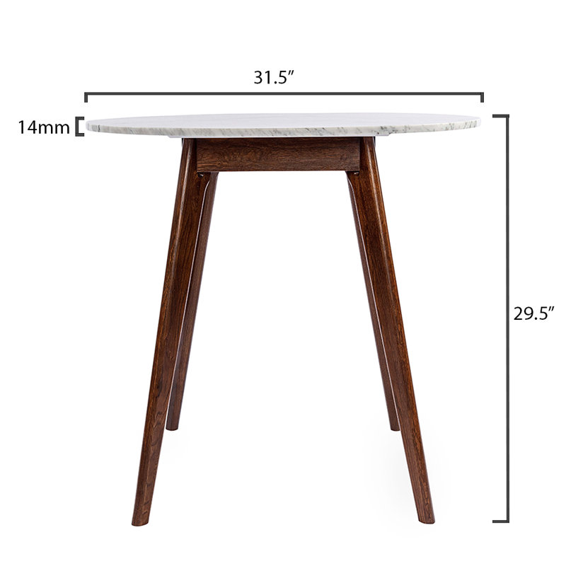 Gussie Round Italian Carrara Bar Height Solid Wood Dining Table