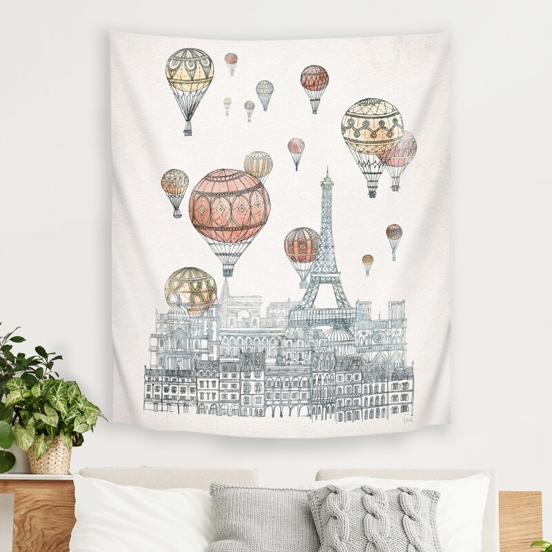 Parisian Wall Decorations - Voyages Over Paris by David Fleck Tapestry