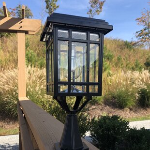 US Outdoor Exterior Solar Powered LED Pillar Light Post Lamp Garden Yard Lantern 