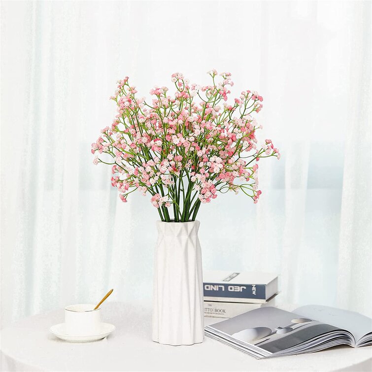 Sweet Home Deco 12'' Silk Peony Geranium Baby's Breath Mixed Flower Bouquet 