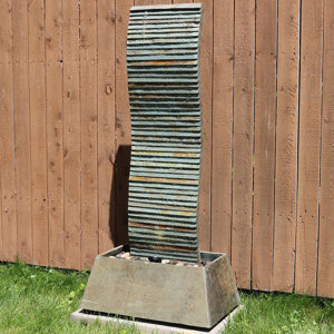 Slate Spiraling Freestanding Garden Water Fountain with Light