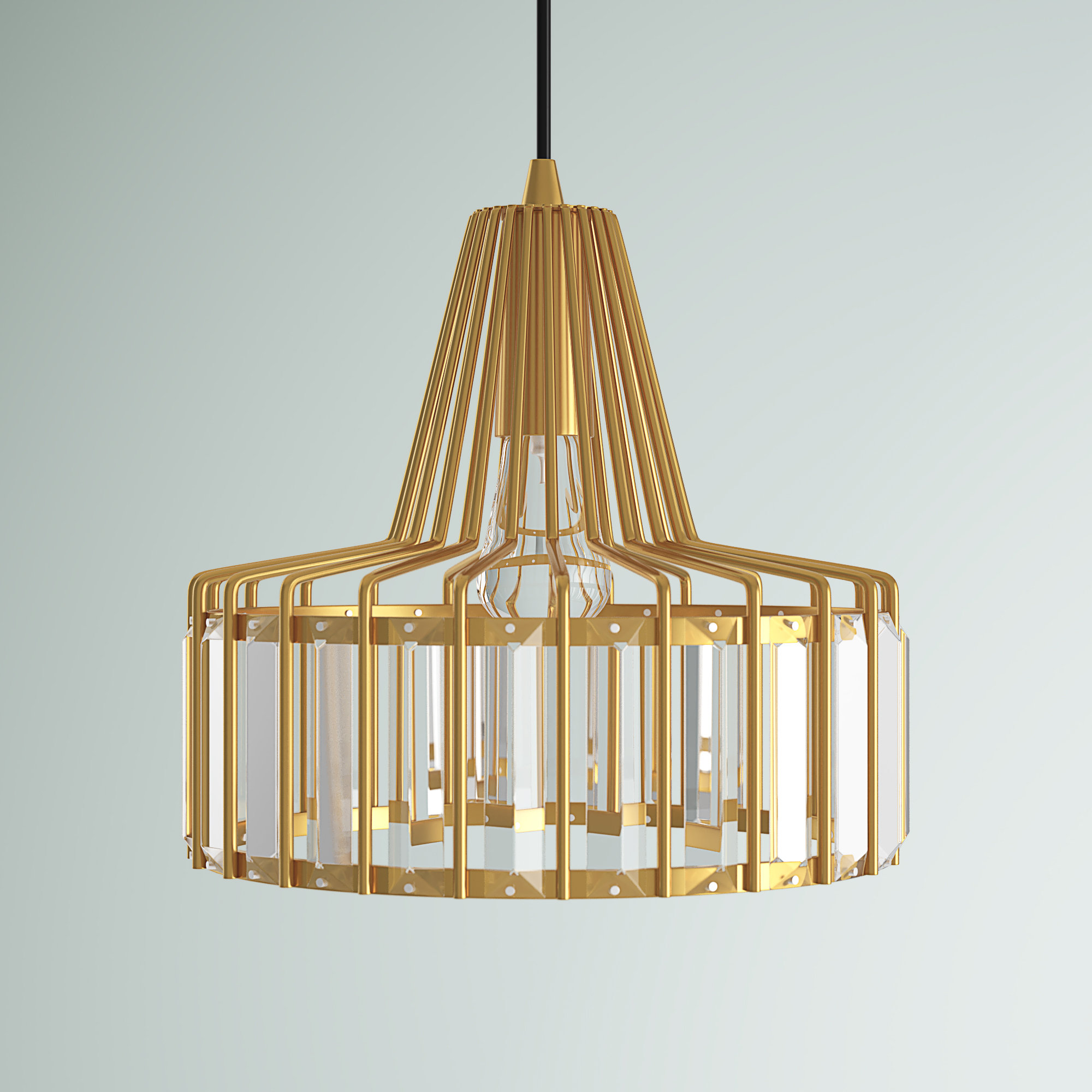 Light Single Drum Pendant with Crystal 