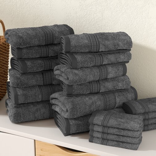 Sobel Westex Traditional 6 Piece Cotton Bath Towel Set, Gray 