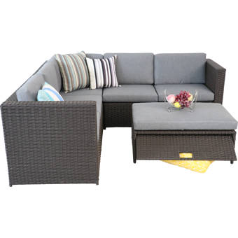 Beachcrest Home Augusta 6 Piece Rattan Sectional Seating Group With Cushions Reviews Wayfair