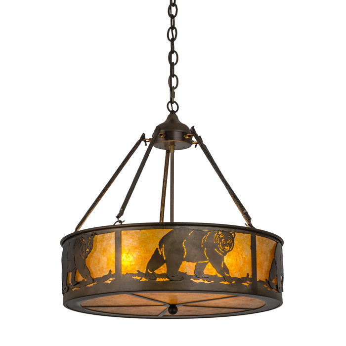 Northwoods Lone Bear 4 Light Single Drum Pendant Northwoods Lone Bear 4 Light Single Drum Pendant