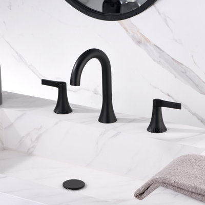 Widespread Bathroom Faucet with Drain Assembly