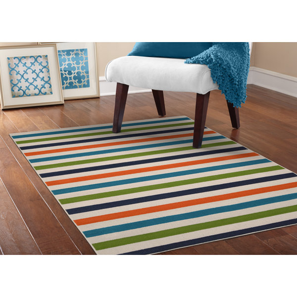 Garland Rug Summer Striped Tufted 5 X 7 5 Blue Green Area Rug Reviews Wayfair