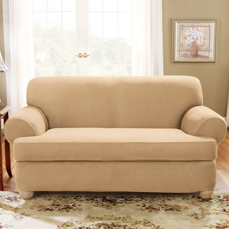 Sure Fit Soft Suede T Cushion Loveseat Slipcover Reviews Wayfair Soft Suede T Cushion Loveseat Slipcover