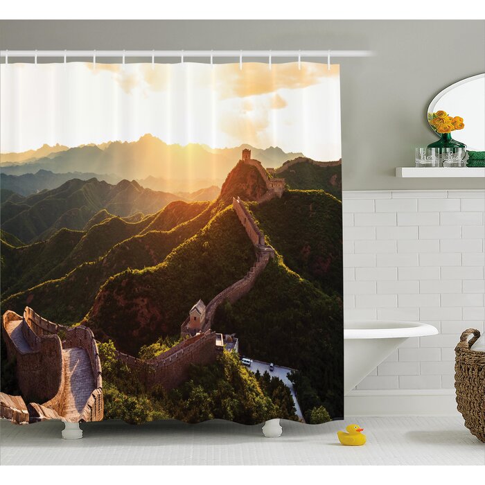 Pastel Shower Curtain Fantasy Mystic Sky Fog Print for Bathroom 