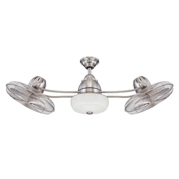 48 6 Blade Led Dual Ceiling Fan With Remote Control And Light Kit Included