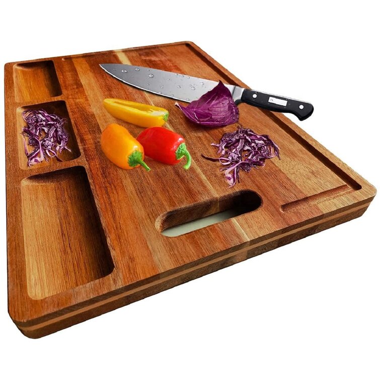 Acacia Wood Cutting Boards for Kitchen Round Chopping Block 8 Carving Patterns