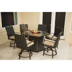 Aspen Creek 7 Piece Fire Pit Dining Set with Cushions