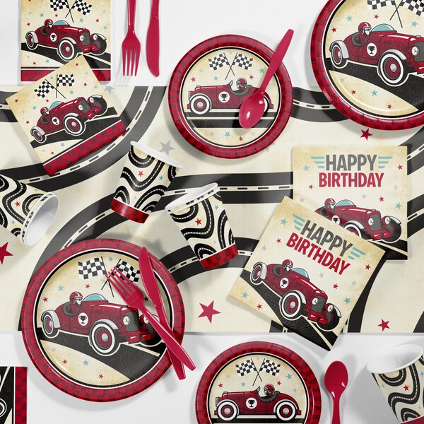 Creative Converting Vintage Race Car Party Supplies Kit For 24