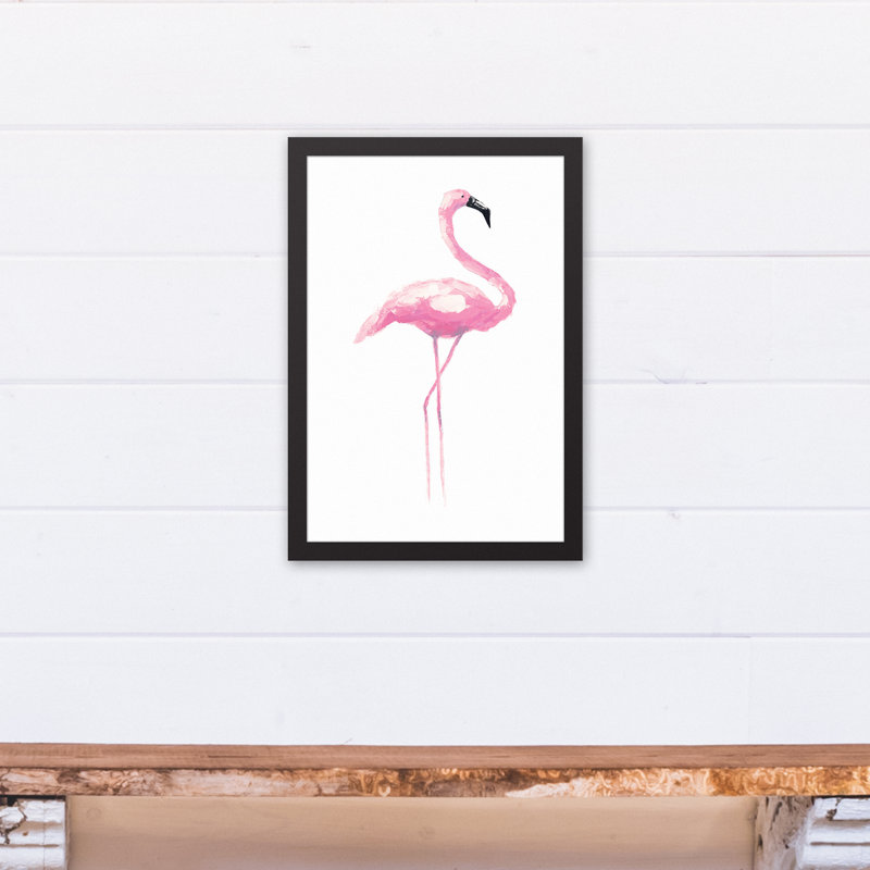 Bay Isle Home Pink Flamingo Framed Watercolor Painting Print On