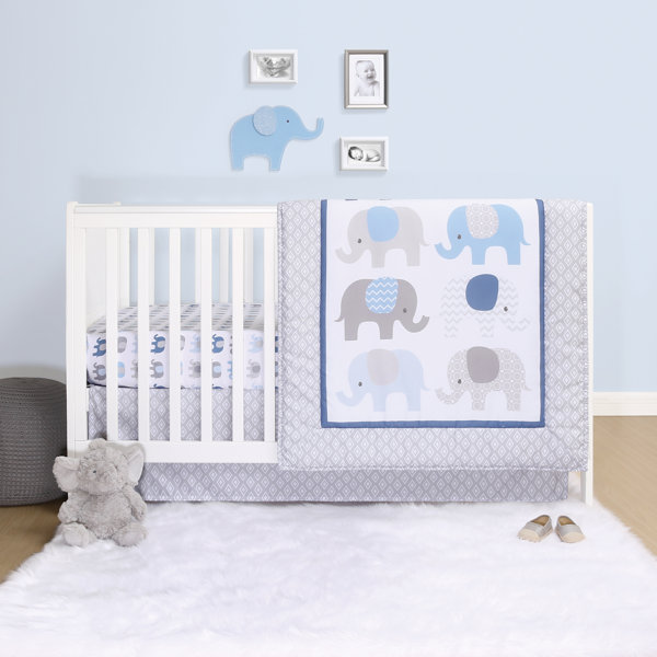 blue elephant crib bedding