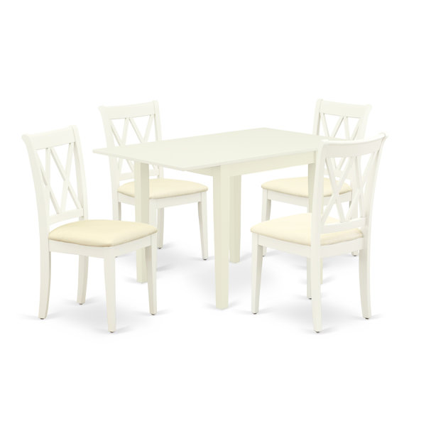 Winston Porter Dinette Set For 5 Four Excellent Kitchen Chairs A Beautiful Wooden Table Linen White Colour Microfiber Linen White Finish Wooden Frame Wayfair Ca