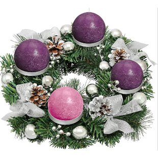 Advent wreath Christmas holiday resin ornament Purple and rose candles New 