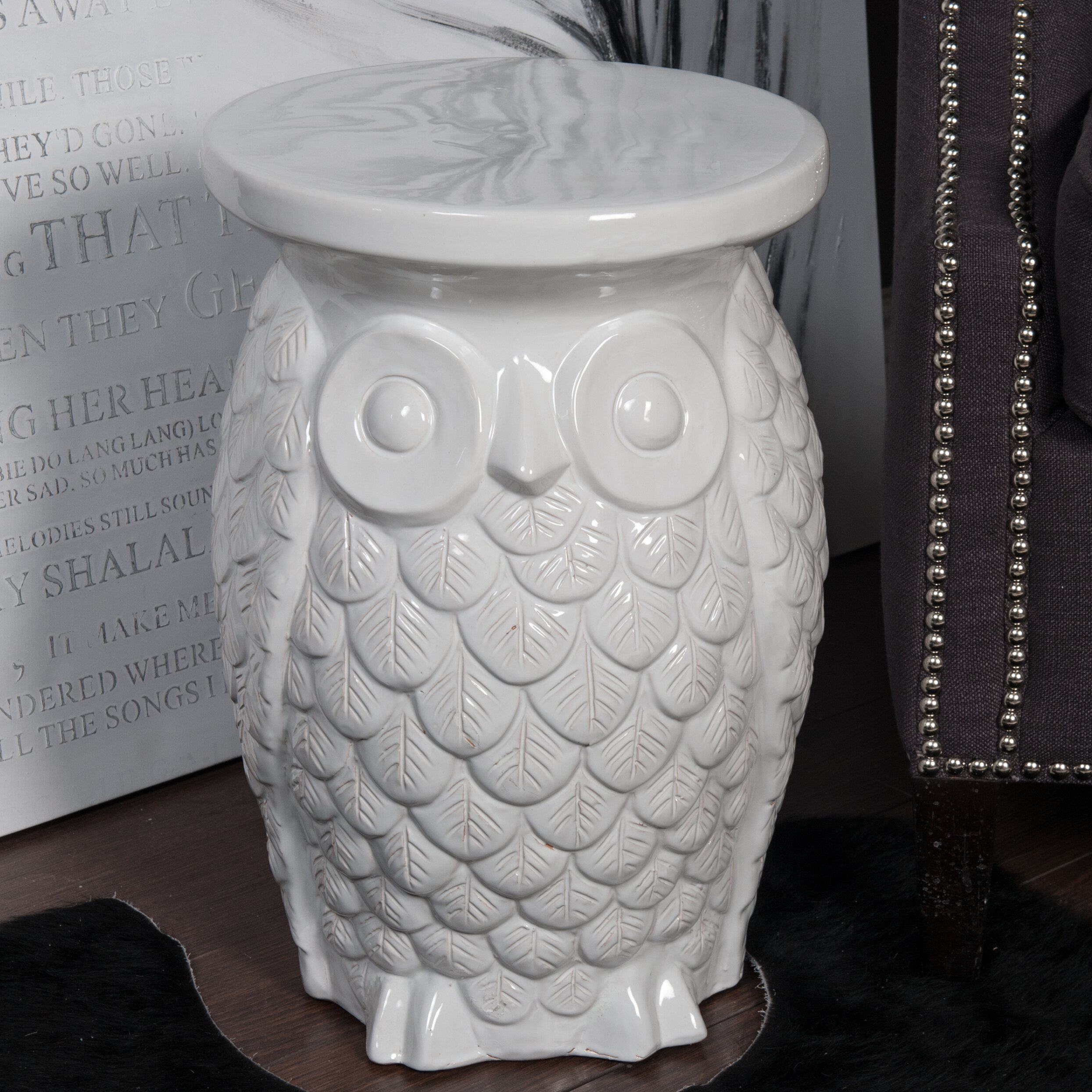 Winward Silks Ceramic Owl Garden Stool Wayfair